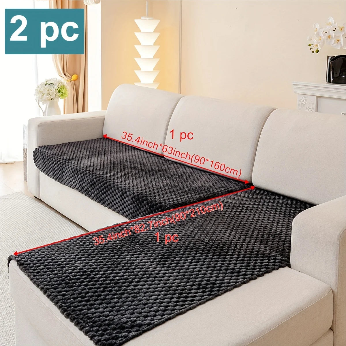 2pcs/Set Honeycomb Jacquard Plush Sofa Covers for Living Room Corner Sofa Couch Seat Cover Sofa Towel